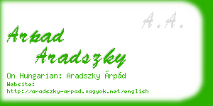 arpad aradszky business card